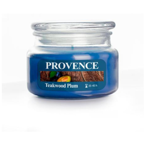 Provence Vonná svíčka ve skle 45 hodin teakové dřevo a švestka