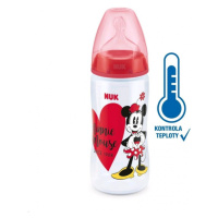 Kojenecká láhev na učení NUK Disney Mickey s kontrolou teploty 300 ml červená