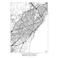 Mapa Barcelona, Hubert Roguski, 30x40 cm