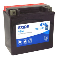 Motobaterie EXIDE ETX14-BS, 12V, 12Ah, 200A