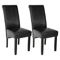 tectake 401293 2 jídelní židle ergonomické, masivní dřevo - černá - černá