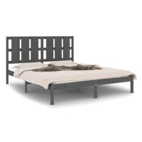 Rám postele šedý masivní borovice 160 × 200 cm, 3105612