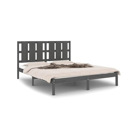 Rám postele šedý masivní borovice 160 × 200 cm, 3105612 SHUMEE