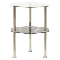 2patrový stolek průhledný a černý 38 × 38 × 50 cm tvrzené sklo
