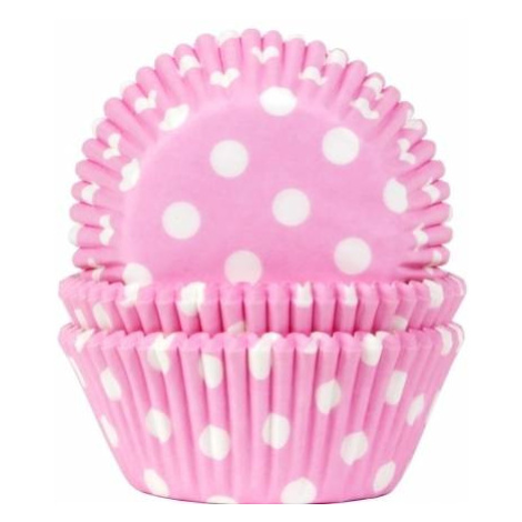 Košíčky na muffiny 50ks růžové s bílými puntíky - House of Marie