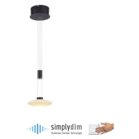 PAUL NEUHAUS LED závěsné svítidlo 1 ramenné kruhové, černá, stmívatelné, nastavitelná výška Simp