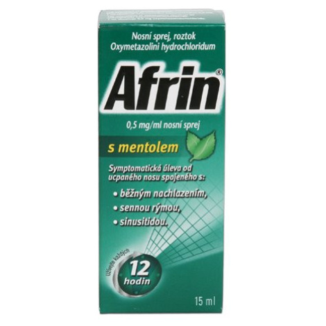 Afrin s mentolem 0,5 mg/ml nosní sprej 15 ml