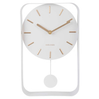 Bílé nástěnné hodiny s kyvadlem Karlsson Charm, výška 32,5 cm