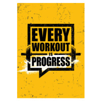 Ilustrace Every Workout Is Progress. Inspiring Sport, subtropica, (30 x 40 cm)