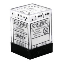 Chessex Sada 6-stěnných kostek 12mm - Bílá s černými tečkami (36x)