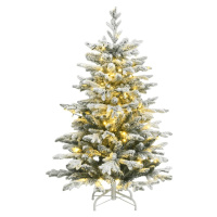 vidaXL Umělý sklápěcí vánoční stromek se 150 LED a sněhem 120 cm