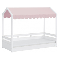 Domečková postel se stříškou fairy ii - bílá/růžová