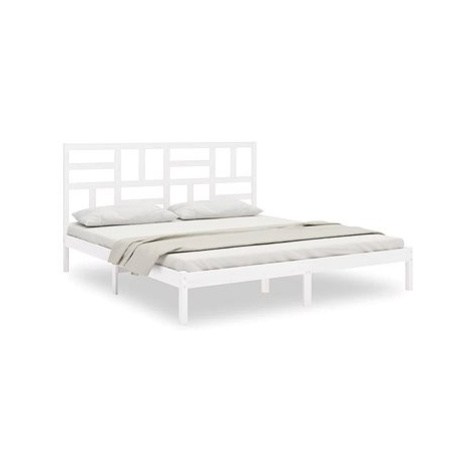 Rám postele bílý masivní dřevo 200 × 200 cm, 3105971 SHUMEE