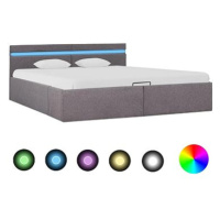 Rám postele s úložným prostorem LED taupe textil 160x200 cm