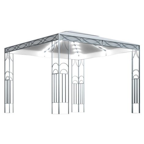 vidaXL Altán se světelnými LED řetězy 300 x 300 cm krémový