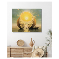 Obrazy na stěnu - Abstrakt - slunce nad jezerem Rozměr: 40x50 cm, Rámování: vypnuté plátno na rá