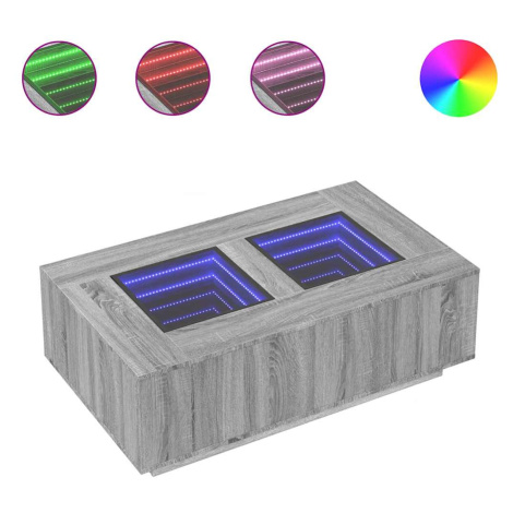 vidaXL Konferenční stolek s Infinity LED šedý sonoma 116 x 69 x 40 cm