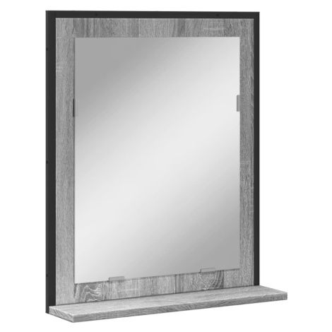 vidaXL Koupelnové zrcadlo s poličkou šedé sonoma 50x12x60 cm kompozit