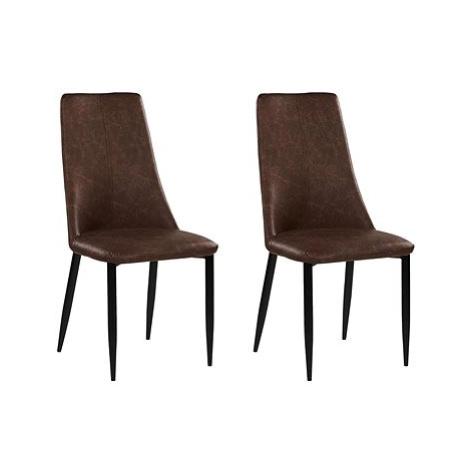 Sada 2 jídelních židlí z umělé kůže hnědá CLAYTON, 226166 BELIANI