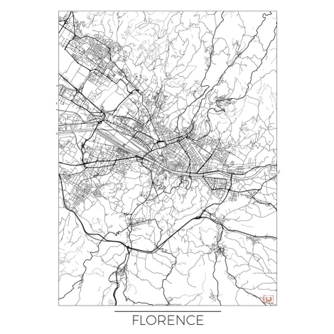 Mapa Florence, Hubert Roguski, (30 x 40 cm)