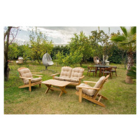 Zahradní lounge set z masivního dřeva v krémovo-přírodní barvě pro 4 Adirondack – Floriane Garde