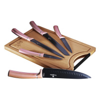 BERLINGERHAUS Sada nožů s nepřilnavým povrchem + prkénko 6 ks I-Rose Edition BH-2554