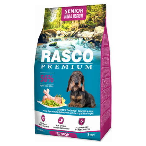Krmivo Rasco Premium senior Mini & Medium kuře s rýží 3kg