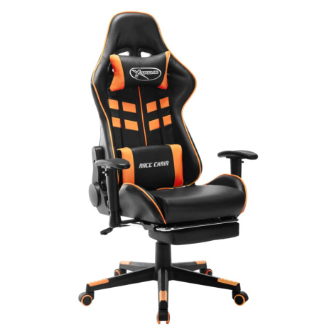 vidaXL Herní židle s podnožkou černá a oranžová umělá kůže