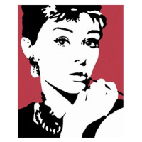 Diamondi - AUDREY HEPBURN NA ČERVENÉM POZADÍ, 40x50 cm, bez rámu a bez vypnutí plátna