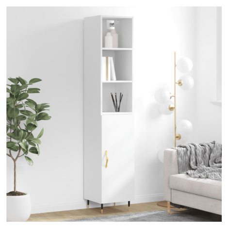 vidaXL Skříň highboard bílá s vysokým leskem 34,5x34x180 cm kompozit