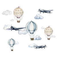 Samolepky do dětského pokoje - Retro letadla a balóny
