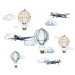 Samolepky do dětského pokoje - Retro letadla a balóny