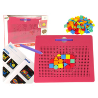 mamido  Magnetická tabule s kuličkami a geometrickými tvary růžová