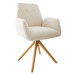 DELIFE Otočná židle Zoa-Flex dřevěná podnož zaoblená manšestr béžový 180°