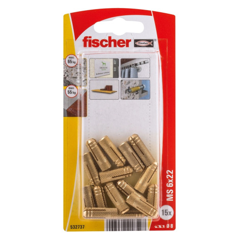 Fischer Mosazná hmoždinka MS 6 x 22 K NV, 15 ks