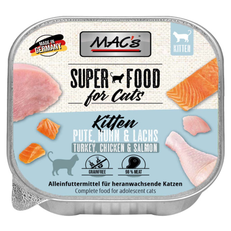 MAC‘s Cat Kitten krůtí maso, kuřecí maso a losos 16 × 100 g MAC's