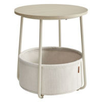 Kulatý stolek s látkovým košem, 45x50 cm, krémově bílý