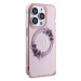Guess PC/TPU Flowers Ring Glossy Logo MagSafe kryt iPhone 15 Pro Max růžový
