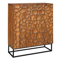 Estila Designová hnědá barová skříňka Timanfaya z dekorativní mozaikou z mangového dřeva 120 cm