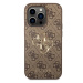 Guess PU 4G Metal Logo Zadní Kryt pro iPhone 15 Pro Brown