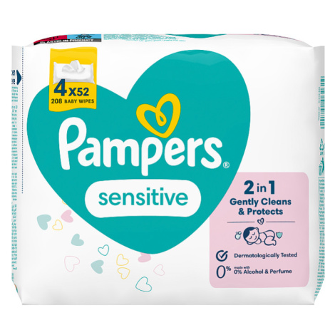 Pampers Sensitive Baby Dětské Čisticí Ubrousky 4 balení = 208 Čisticích Ubrousků