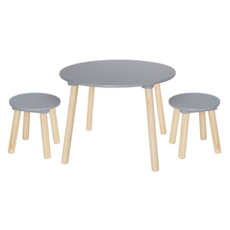 JaBaDaBaDoo Dětský dřevěný stůl se dvěma židlemi – šedá