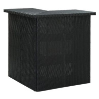 Rohový barový stolek černý 100x50x105 cm polyratan