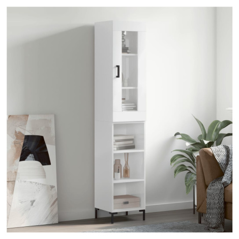 vidaXL Skříň highboard bílá s vysokým leskem 34,5x34x180 cm kompozit