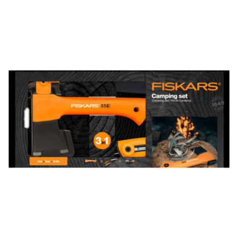 Fiskars Set kemping/sekera X5 + nůž Hardw. + pilka 1057912