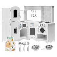 Velká dřevěná kuchyňka pro děti XXL Lednice Mikrovlnná trouba Pračka Příslušenství