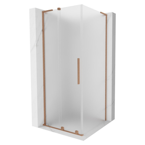 MEXEN/S Velar L sprchový kout, posuvné dveře 110 x 110, dekor, měď kartáčovaná 871-110-110-33-65