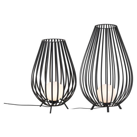 Sada stojacích lamp černá s opálem 110 cm a 70 cm - Angela QAZQA