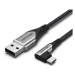 Vention 90° USB 2.0 -> microUSB Cotton Cable Gray 0.25m Aluminium Alloy Type