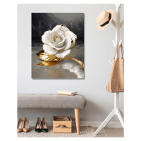 Obrazy na stěnu - Bílozlatá růže Rozměr: 80x100 cm, Rámování: bez rámu a bez vypnutí plátna
